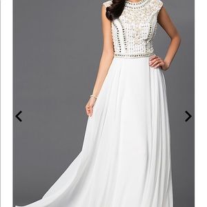 JVN white and gold sleeveless chiffon dress